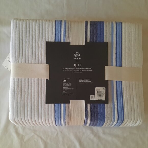 Martha Stewart 100% Cotton King Quilt & 2 Standard Shams - Engineered Plaid - Picture 3 of 8